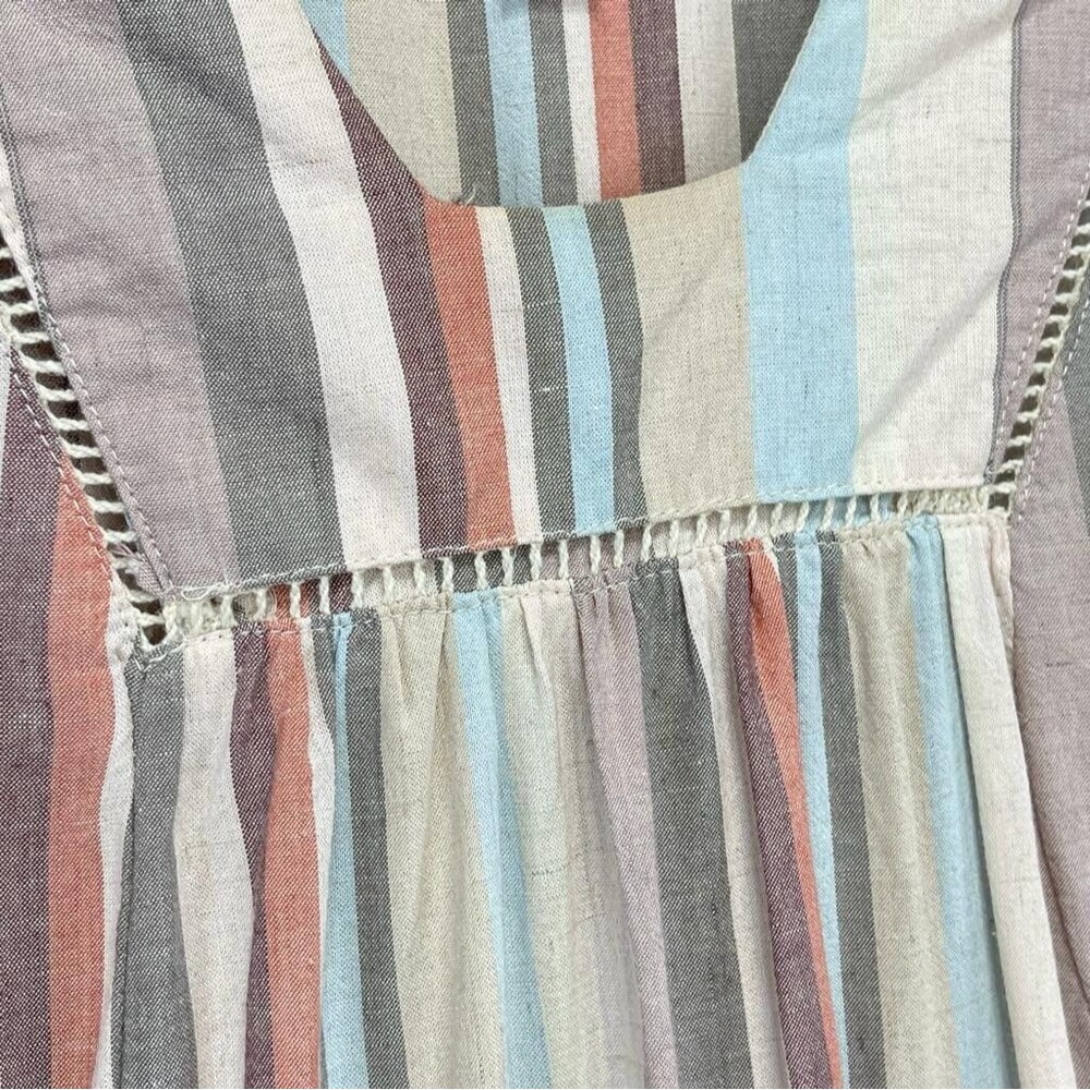 KNOX ROSE Women’s Size XS Boho Flowy Stripe Shift Dress Mulitcolor Linen Blend - Picture 7 of 16